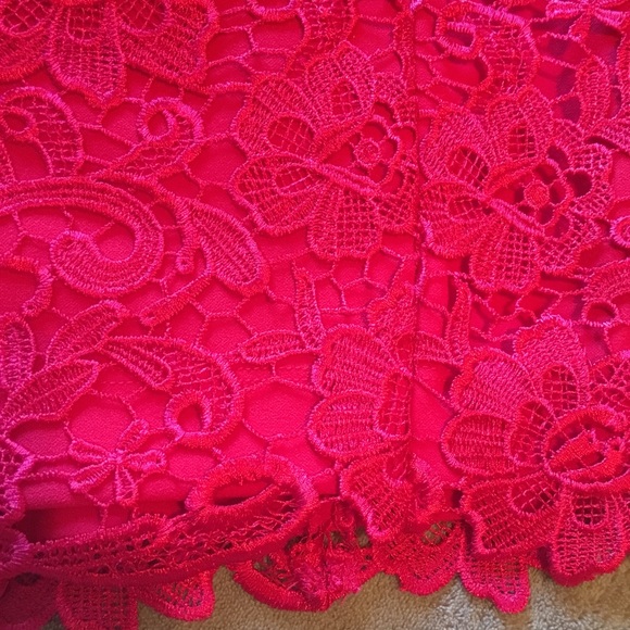 **HOST PICK** Calvin Klein- Red Lace Skirt Dress - Picture 3 of 8